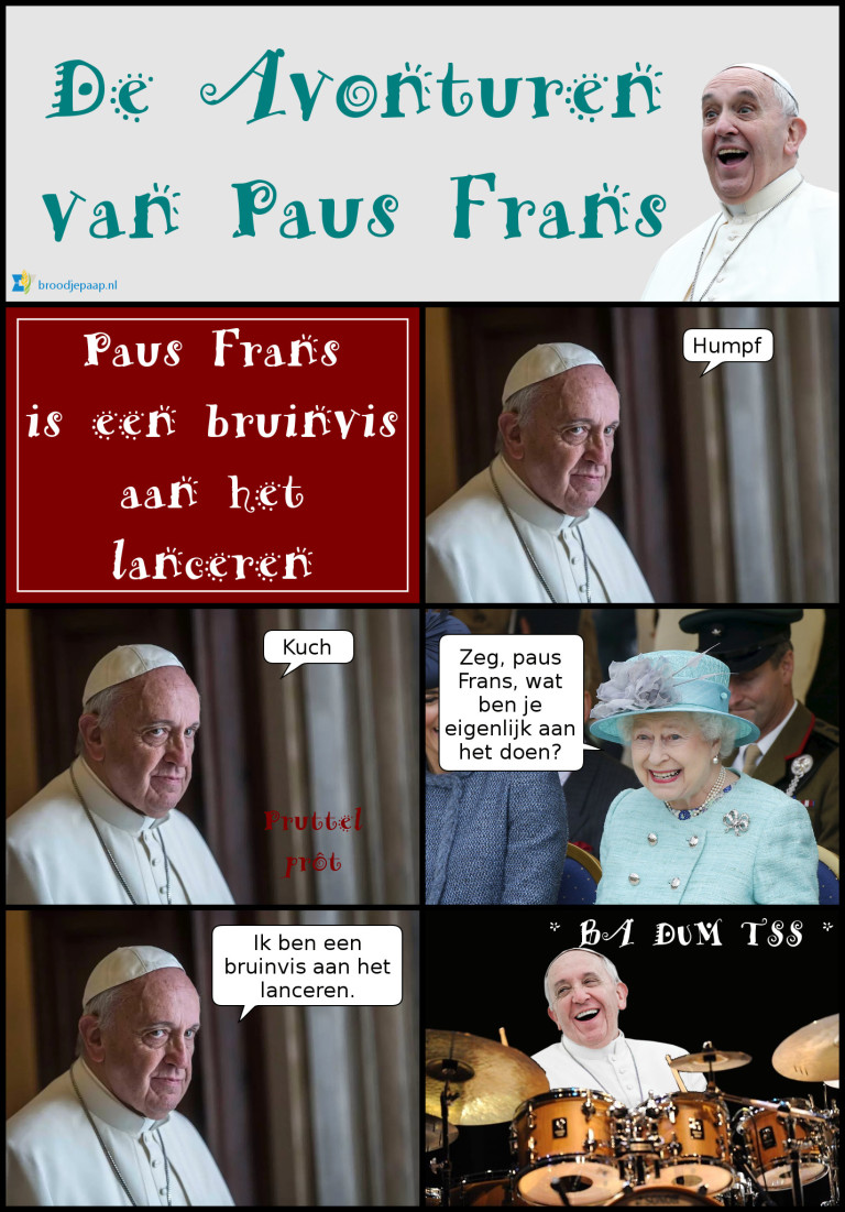 Paus Frans is een bruinvis aan het lanceren